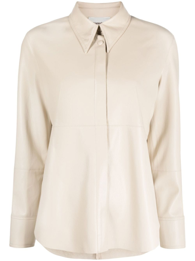 Shop Nanushka Coated Long-sleeve Shirt In Neutrals