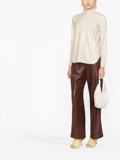 Nanushka Naum Vegan Leather Shirt In Neutrals