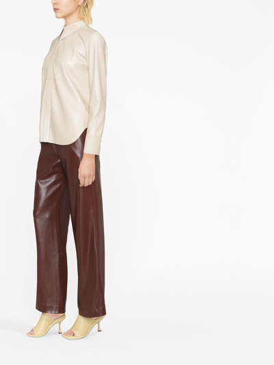Nanushka Naum Vegan Leather Shirt In Neutrals