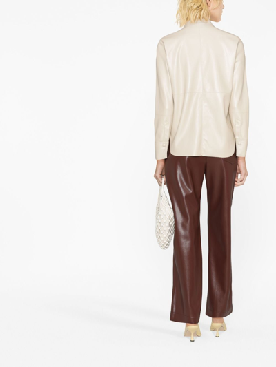 Nanushka Naum Vegan Leather Shirt In Neutrals