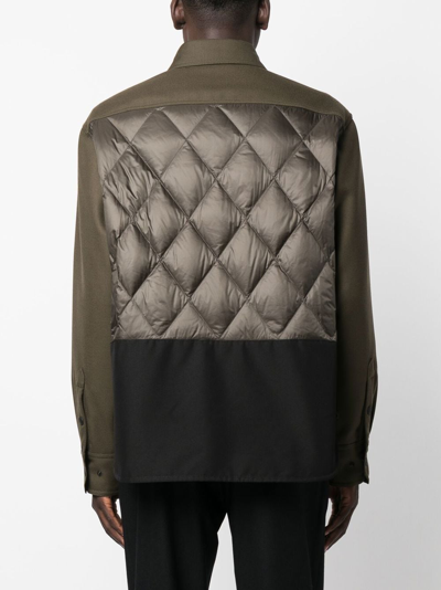 Shop Moncler Quilted-panel Shirt Jacket In Green