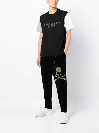 Shop Mastermind Japan Velvet-effect Skull Track Pants In Black
