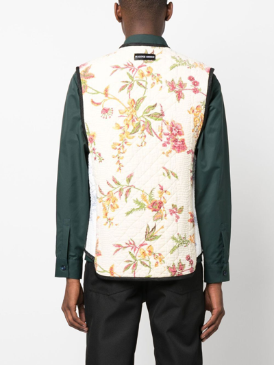 Shop Marine Serre Floral-print Sleeveless Jacket In Neutrals