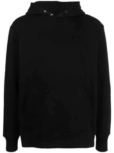 Shop Low Brand Cotton Button-up Hoodie In Black