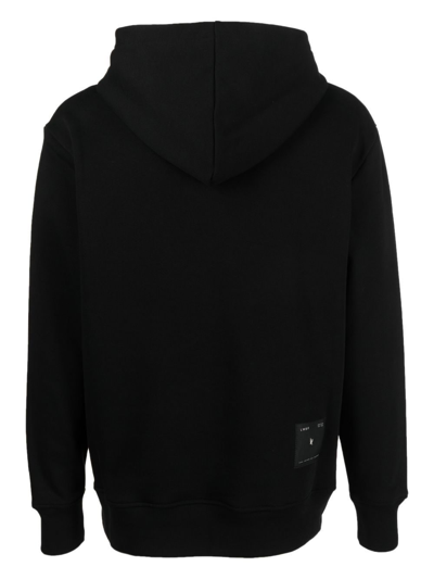 Shop Low Brand Cotton Button-up Hoodie In Black