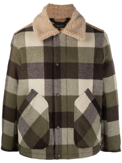 Shop Rag & Bone Checked Wool Shirt Jacket In Brown