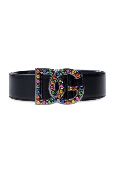 Shop Dolce & Gabbana Embellished Buckle Belt In Black