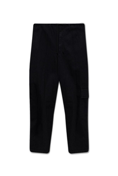 Shop Yohji Yamamoto Button Detailed Straight Leg Jeans In Black