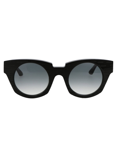 Shop Yohji Yamamoto Slook 003 Round Frame Sunglasses In Black