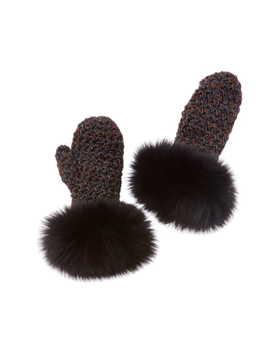 Shop Surell Accessories Fleece-lined Knit Mittens In Black