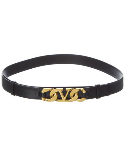 Shop Valentino Vlogo Chain Leather Belt In Black