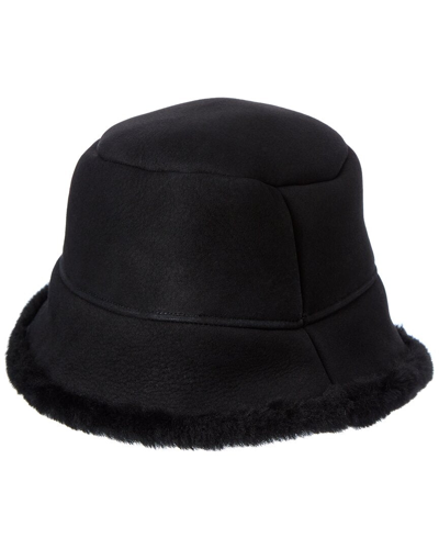 Shop Surell Accessories Shearling Bucket Hat In Black