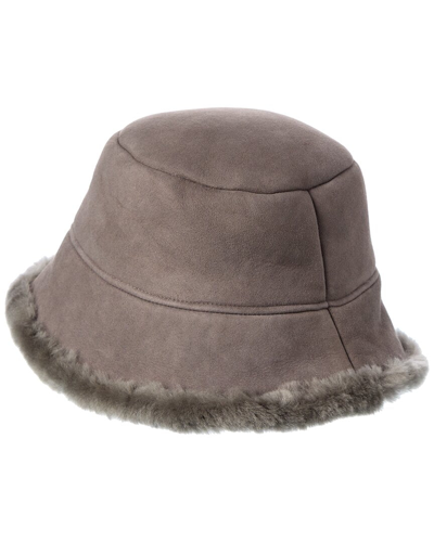 Shop Surell Accessories Shearling Bucket Hat In Grey