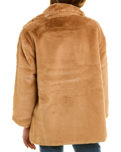 Shop Adrienne Landau Plush Coat In Brown