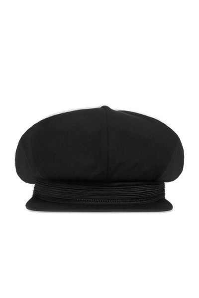 Shop Yohji Yamamoto Flat Peak Baker Boy Hat In Black