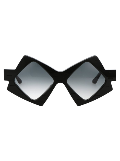 Shop Yohji Yamamoto Slook 004 Irregular Frame Sunglasses In Black