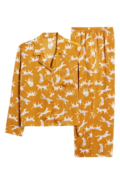 Shop Bp. Satin Pajama Set In Brown Buckthorn Wild Cats