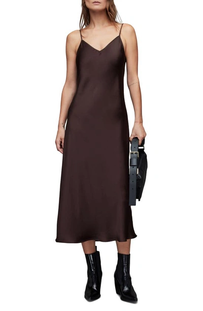 Allsaints Tierny Roll Neck Sweater & Midi Dress In Deep Purple