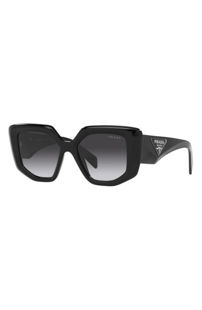 Prada 58mm Rectangular Sunglasses In Black