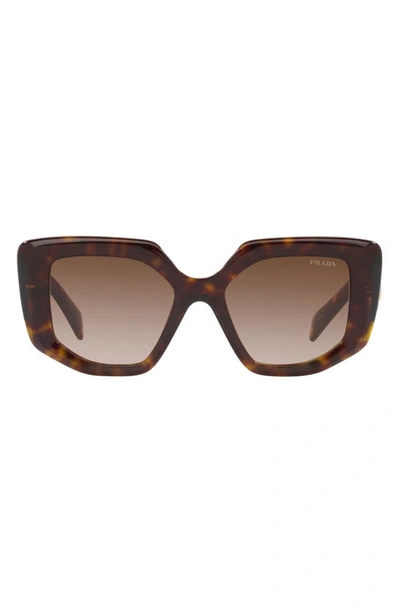 Shop Prada 50mm Rectangular Sunglasses In Tortoise