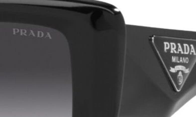 Prada 58mm Rectangular Sunglasses In Black