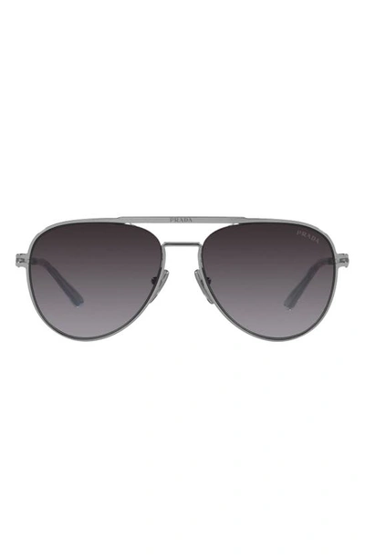Prada 53mm Gradient Aviator Sunglasses In Silver