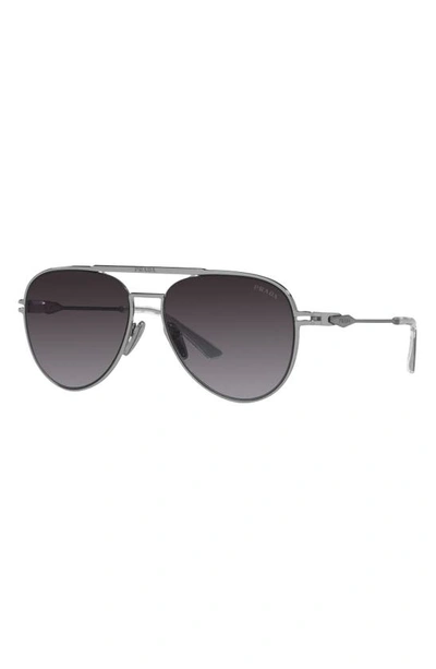 Prada 53mm Gradient Aviator Sunglasses In Silver