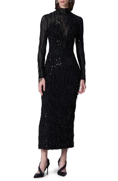 Shop Carolina Herrera Embellished Long Sleeve Bustier Dress In Black