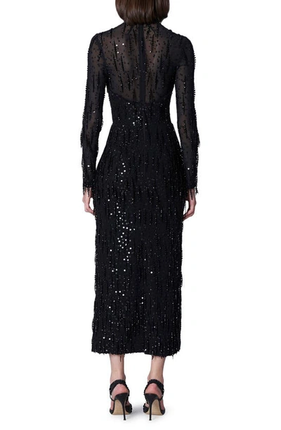 Shop Carolina Herrera Embellished Long Sleeve Bustier Dress In Black