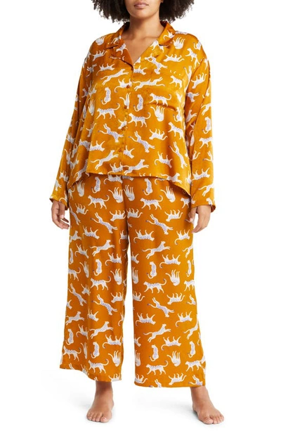 Shop Bp. Satin Pajamas In Brown Buckthorn Wild Cats