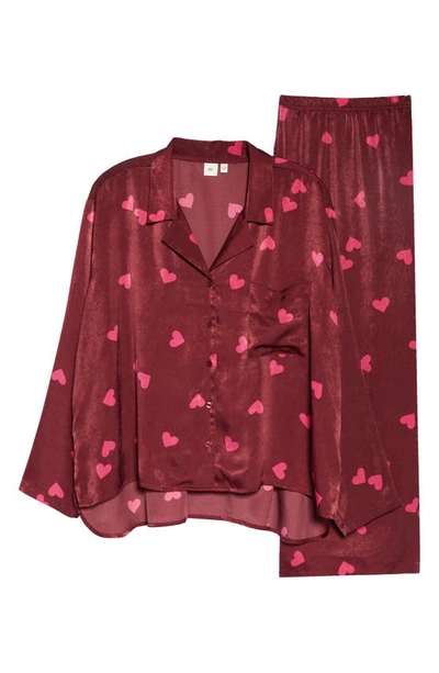 Shop Bp. Satin Pajamas In Burgundy London Heart Toss