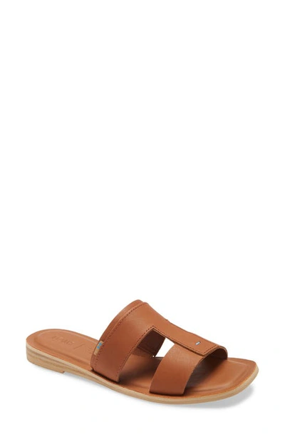 Shop Toms Seacliff Slide Sandal In Tan Leather