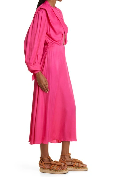 Shop Farm Rio Strong Shoulder Long Sleeve Dress In Pink