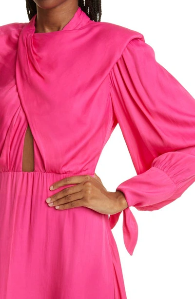 Shop Farm Rio Strong Shoulder Long Sleeve Dress In Pink