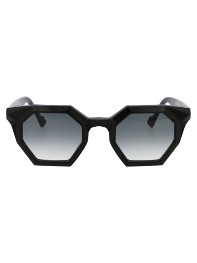 Shop Yohji Yamamoto Slook 013 Irregular Frame Sunglasses In Black