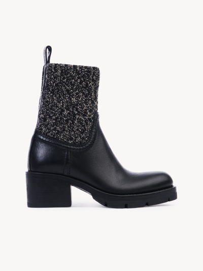 Shop Chloé Neva Sock Ankle Boot Black Size 6.5 100% Calf-skin Leather