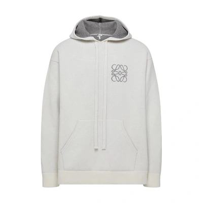 Shop Loewe Anagram Hooded Sweater In Ice White
