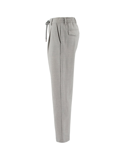 Shop Eleventy Trousers In Light Melange Gray