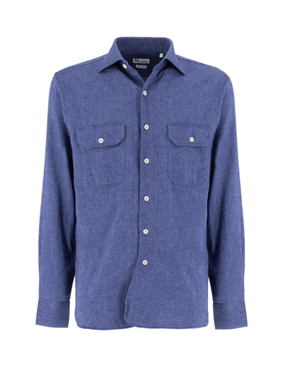 Shop Doppiaa Shirt In Azzurro E Blu Navy