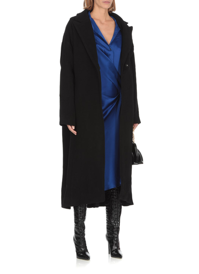 Shop Andrea Ya'aqov Wool Blend Long Coat In Black