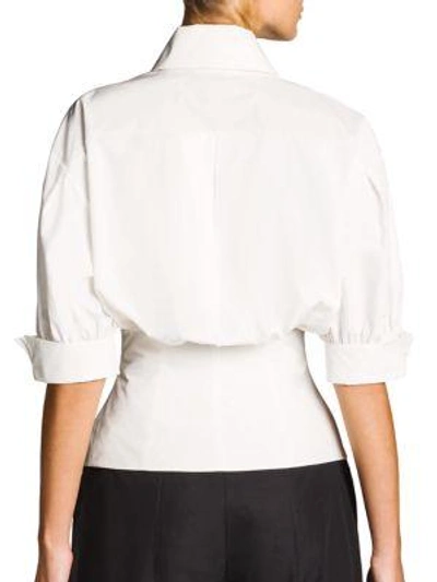 Shop Fendi Cotton Poplin Wrap Blouse In White