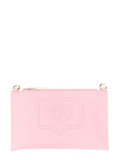 Shop Chiara Ferragni Eyelike Studs Clutch Bag In Rosa