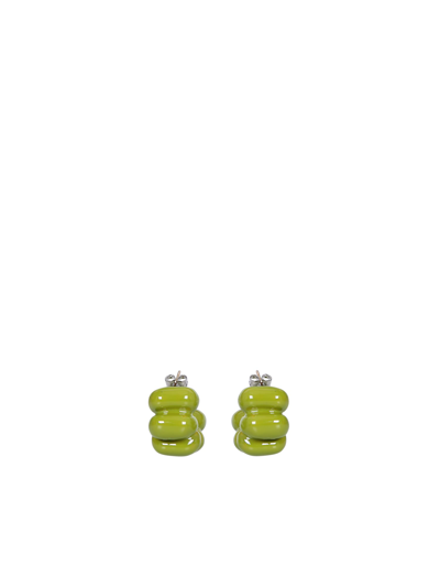 Shop Sunnei Puffy Earrings In Green