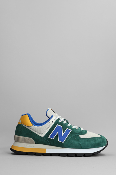 New Balance 574 Sneakers In Green Suede And Fabric | ModeSens