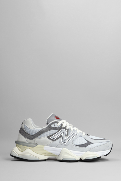 Shop New Balance 9060 Sneakers In Grey Suede And Fabric