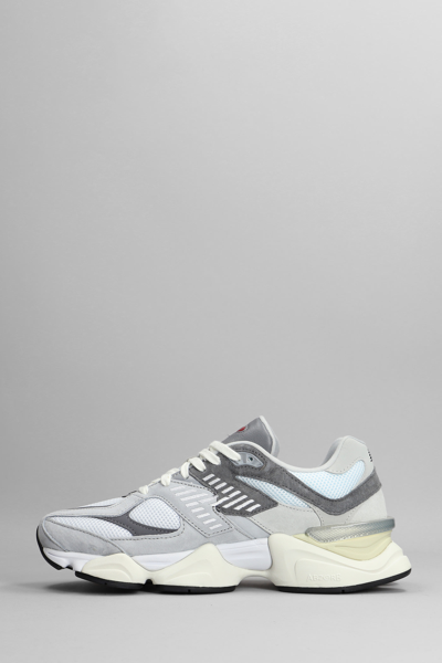 Shop New Balance 9060 Sneakers In Grey Suede And Fabric