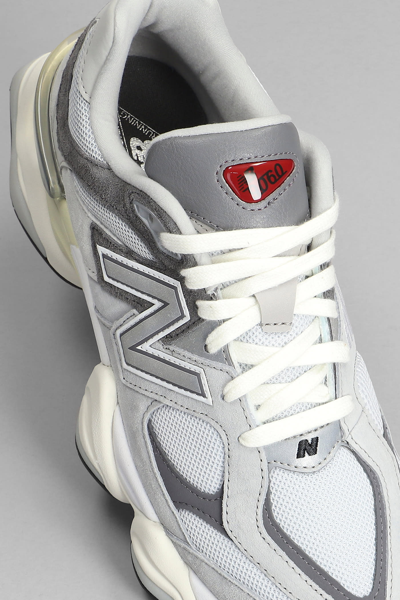 Shop New Balance 9060 Sneakers In Grey Suede And Fabric