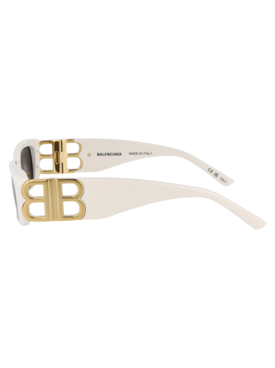 Shop Balenciaga Bb0096s Sunglasses In 011 White Gold Grey