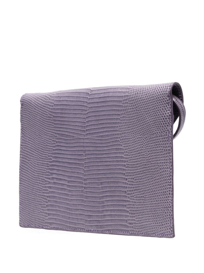 Shop Dorothee Schumacher Envelope Crocodile-effect Shoulder Bag In Purple