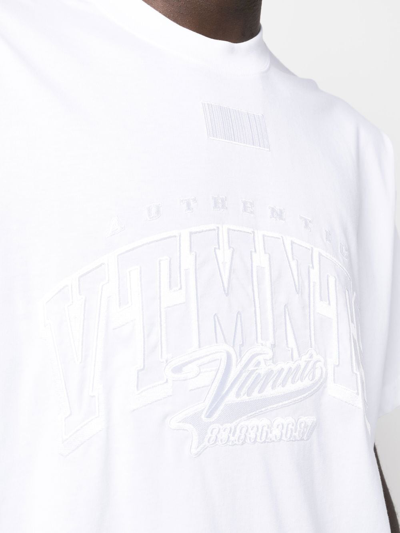 Shop Vtmnts Tonal Logo-print Cotton T-shirt In White